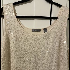 NWT Kate Hill beaded front silk tank top Ecru size 3X